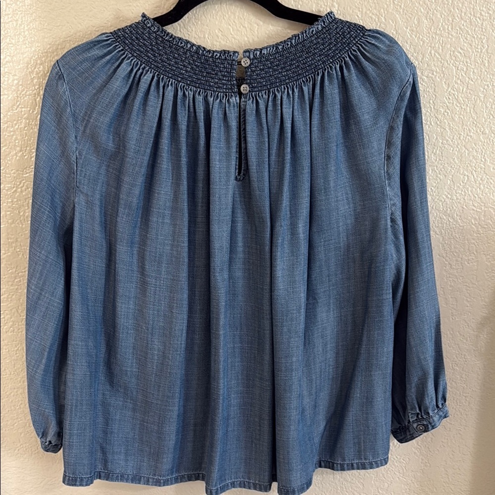 Loft Blue Smocked Women's Top - Picture 5 of 6